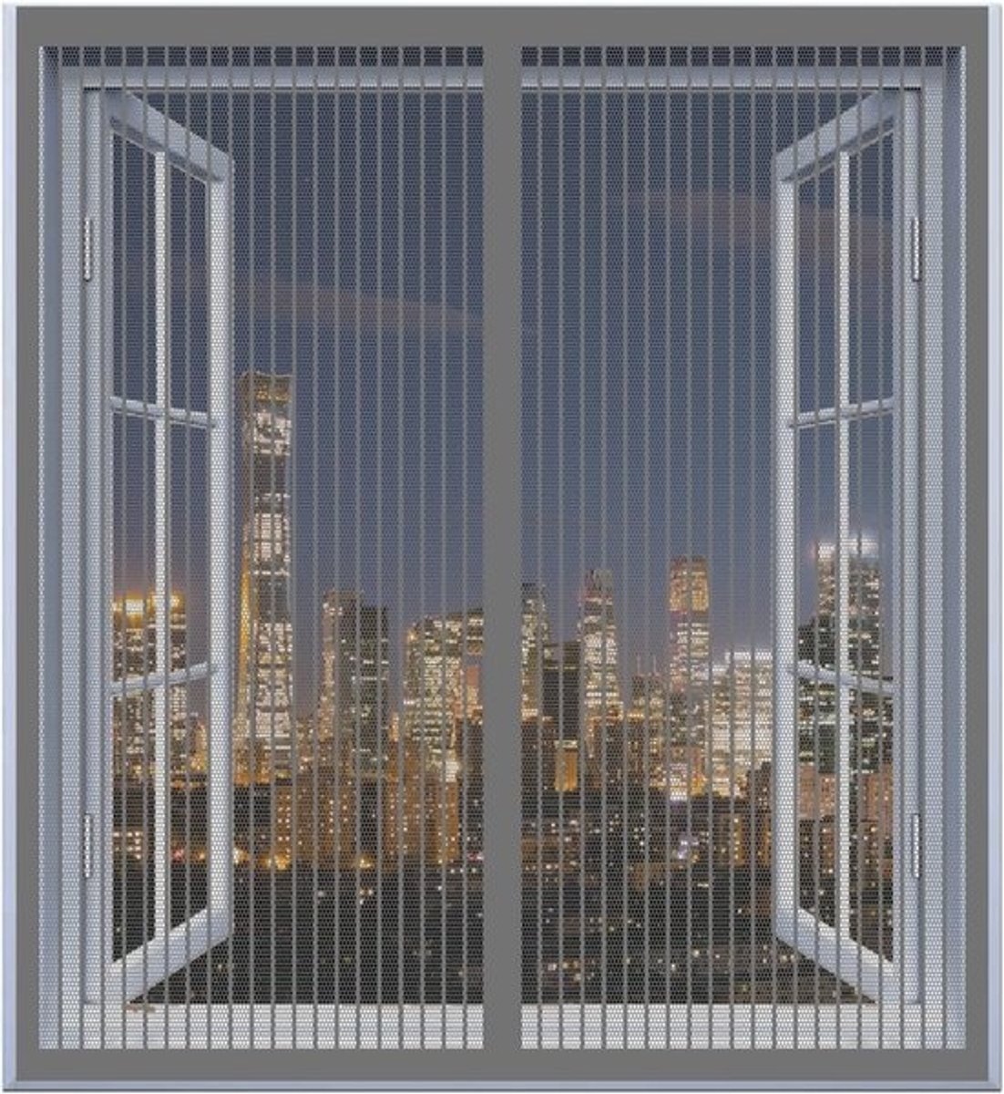 Raamscherm - Insectenwering - Frisse Lucht - Magnetisch Sluitend - 140 x 90 cm - Grijs