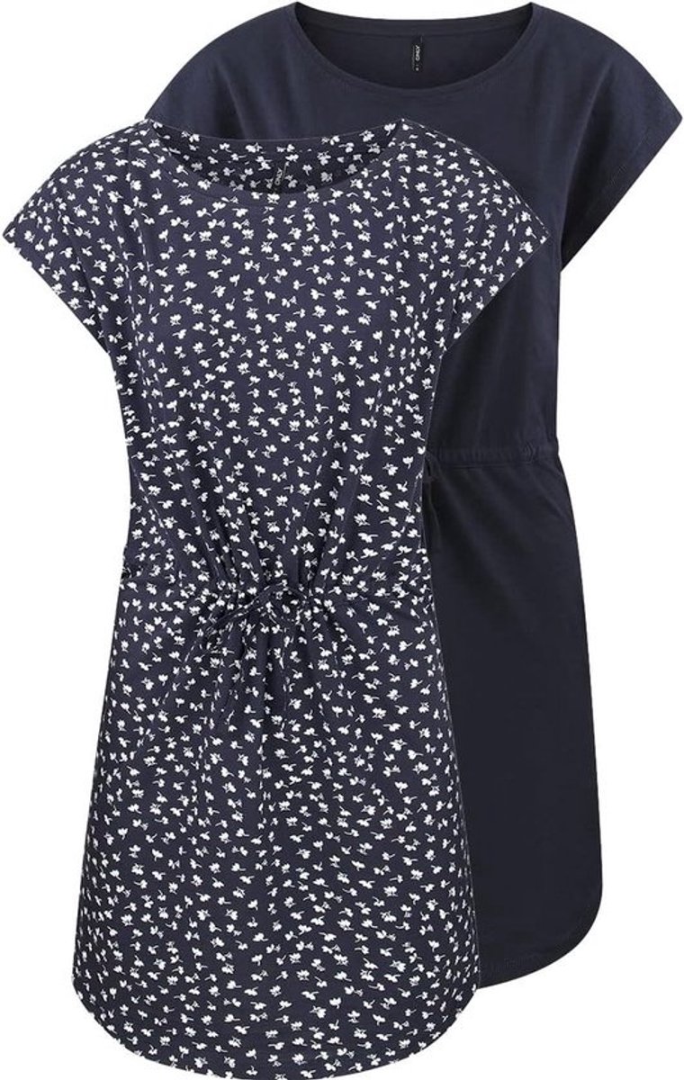 Zomerjurken Dames - Katoenen Jurkjes - Casual Zomerkleding - Praktische Dubbelpack - Lengte 95cm - Gestreept