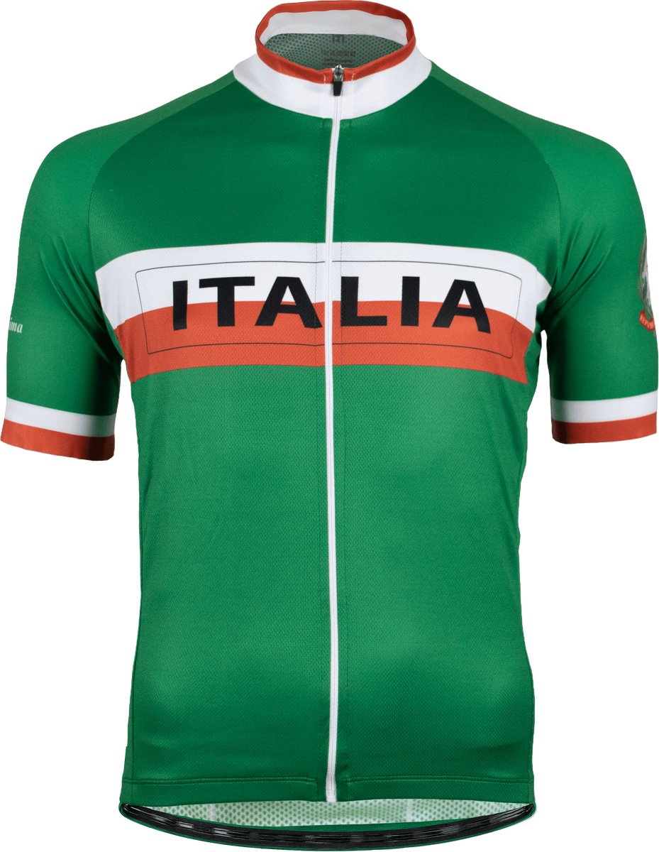Fortissima Wielershirt Heren Dames - Retro Italia - Korte Mouw - Aero Fit - Fietsshirt met Rits - Maat M