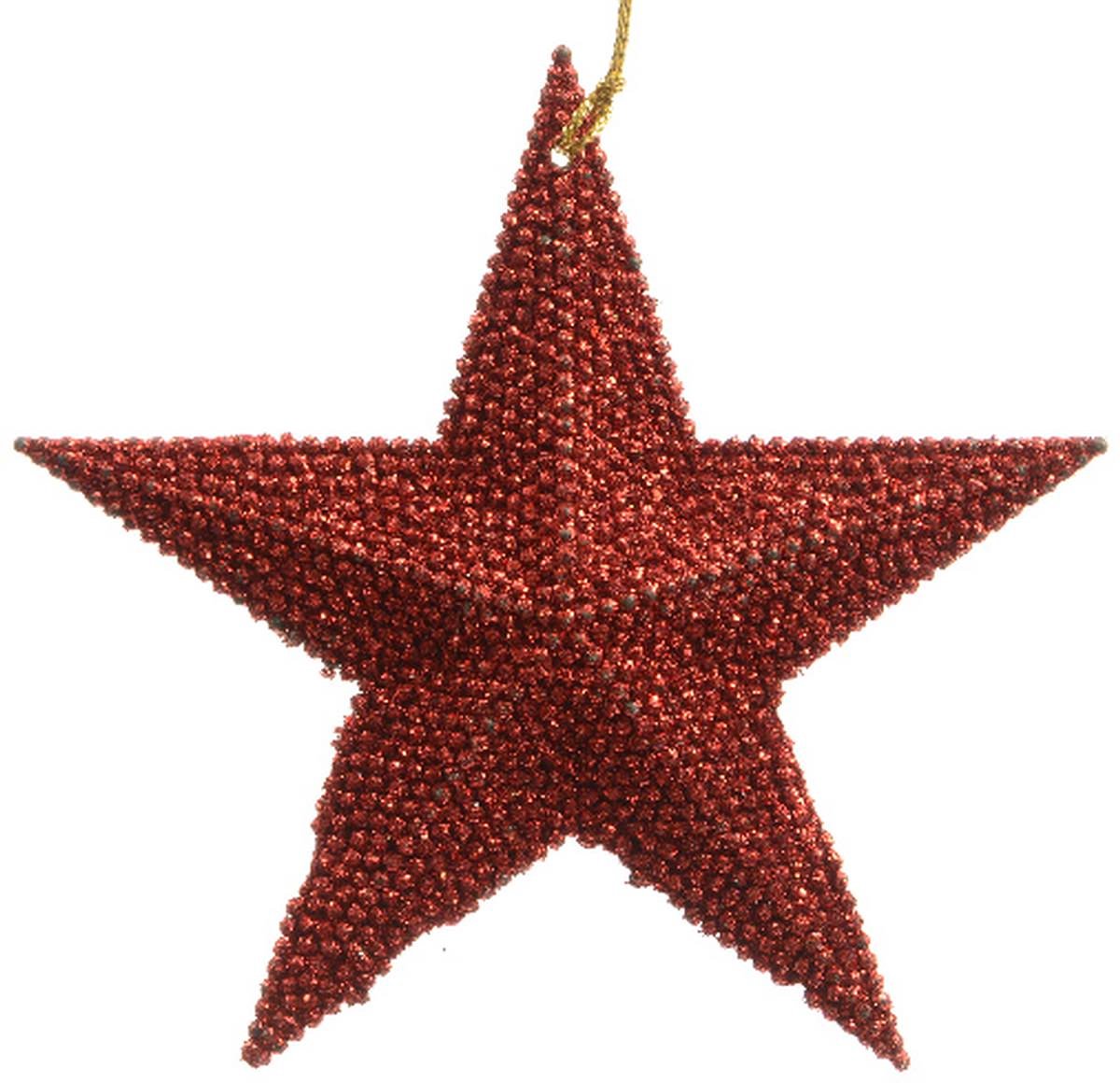 Kaemingk Kersthanger ster rood glitter Ø 10.5 cm