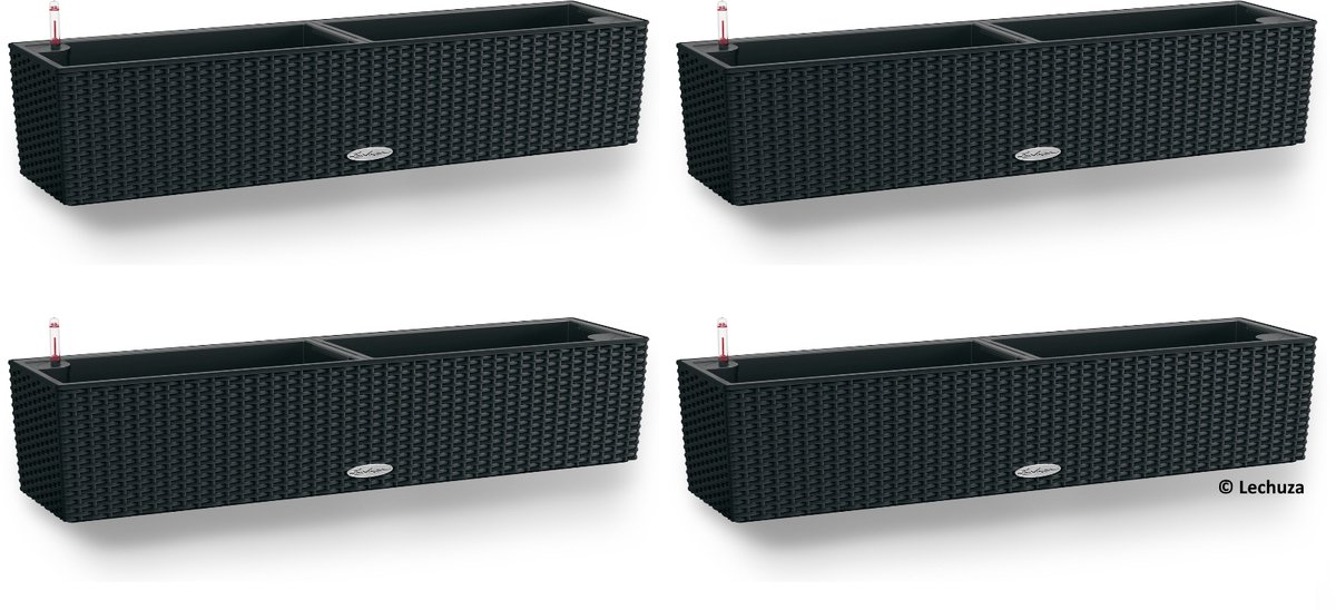 LECHUZA Bloembak BALCONERA Cottage 80 grafietzwart - set van 4