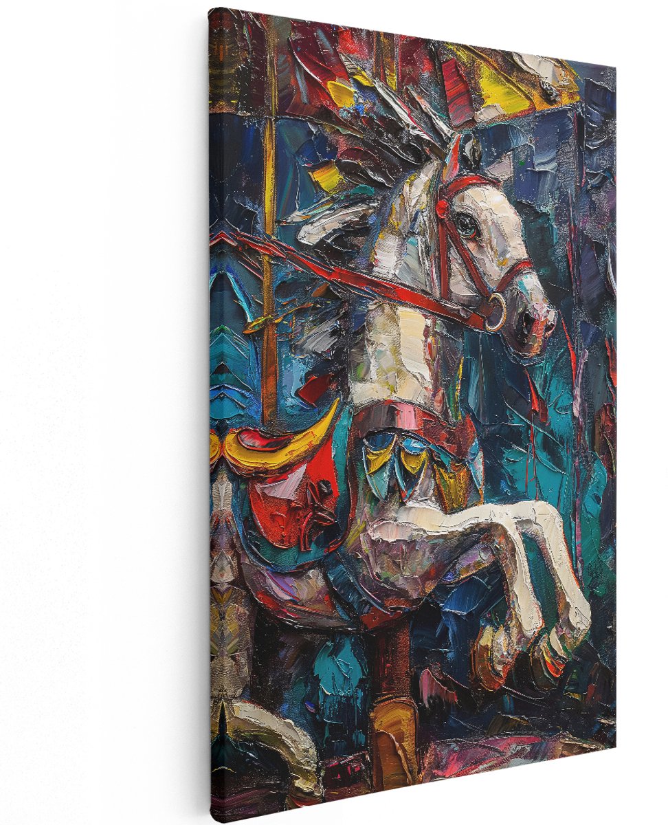Artaza Canvas Schilderij Paard - 120x180 cm - Groot - Wanddecoratie Dieren - Muurdecoratie Kleurrijk - Decoratie Woonkamer - Schilderijen Op Canvas