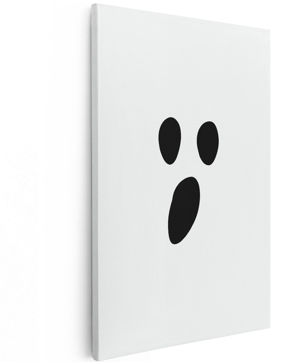 Artaza Canvas Schilderij Spookgezicht - 120x180 cm - Groot - Wanddecoratie Zwart Wit - Muurdecoratie Minimalistisch - Decoratie Halloween Spook