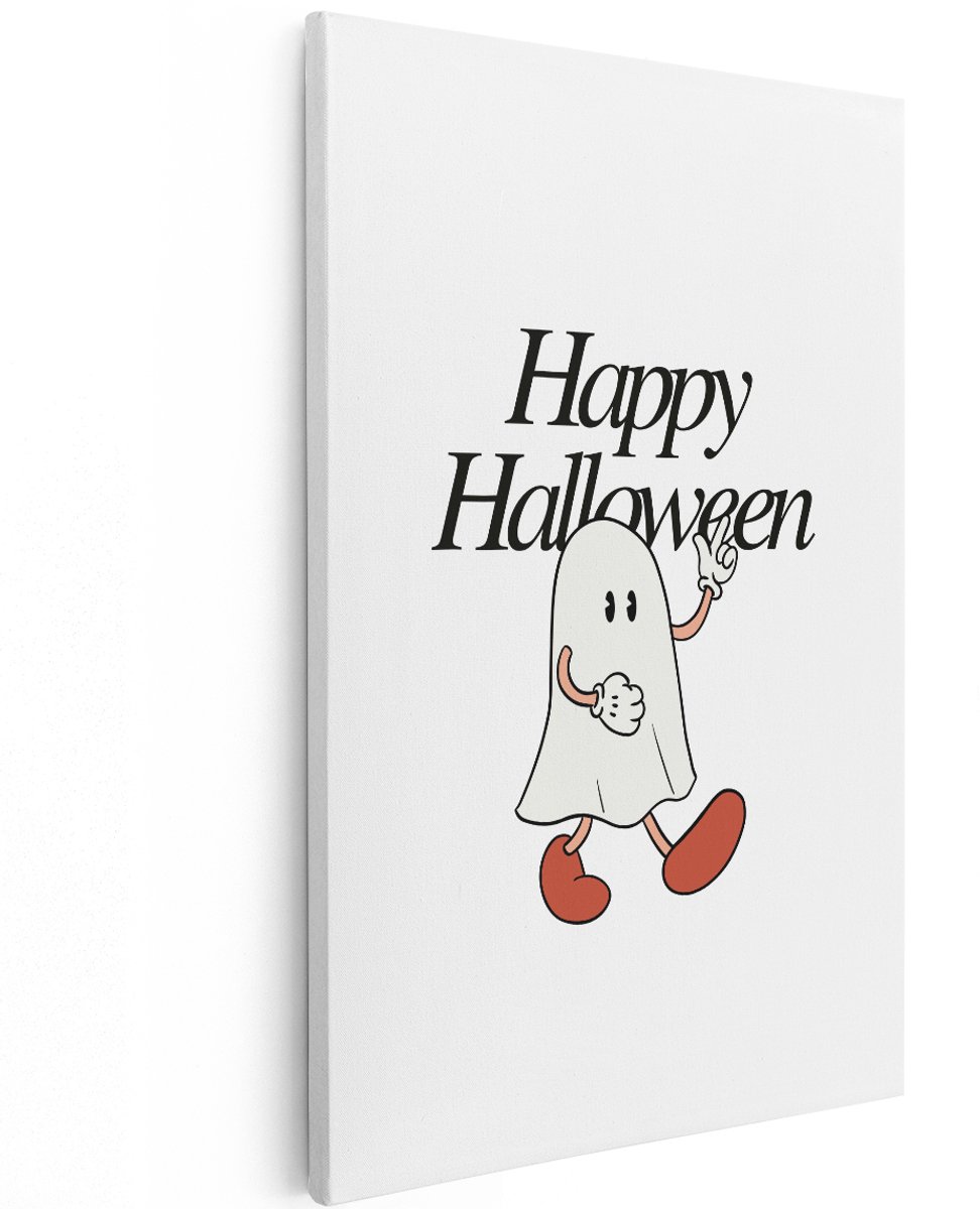 Artaza Canvas Schilderij Geest - 120x180 cm - Groot - Wanddecoratie Halloween - Muurdecoratie Cartoon Spook - Decoratie Kinderkamer Retro