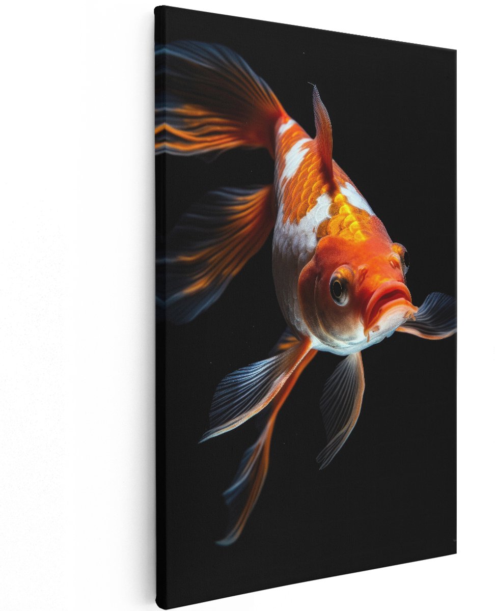 Artaza Canvas Schilderij Koi Karper - 120x180 cm - Groot - Wanddecoratie Dieren - Muurdecoratie Vissen - Decoratie Woonkamer - Oranje