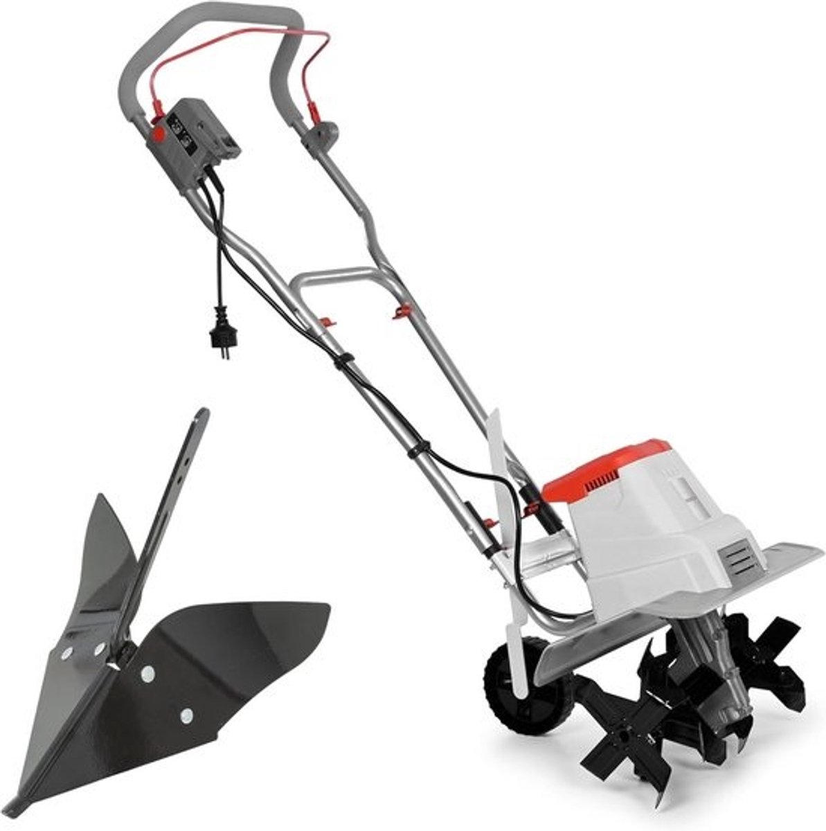 Elektrische Grondfrees - Tuinfrees Cultivator - Bodem Bewerken - Flexibele Werkbreedte - 32-45cm Werkbreedte - Rood Grijs