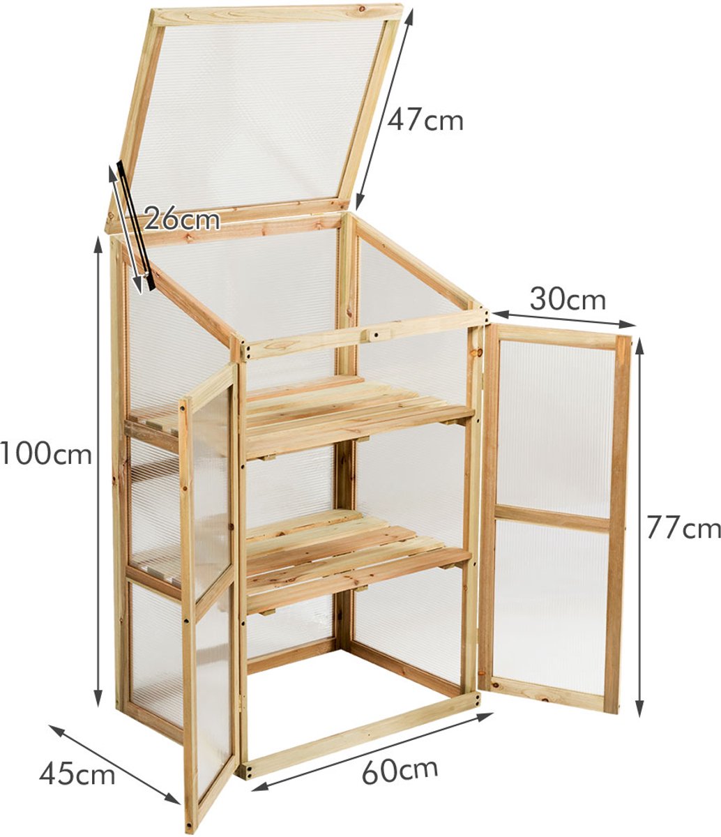 SureDeal® - Tuinier - Mini Tuinkas Houten - 60x45x100 cm - Zoals op de foto
