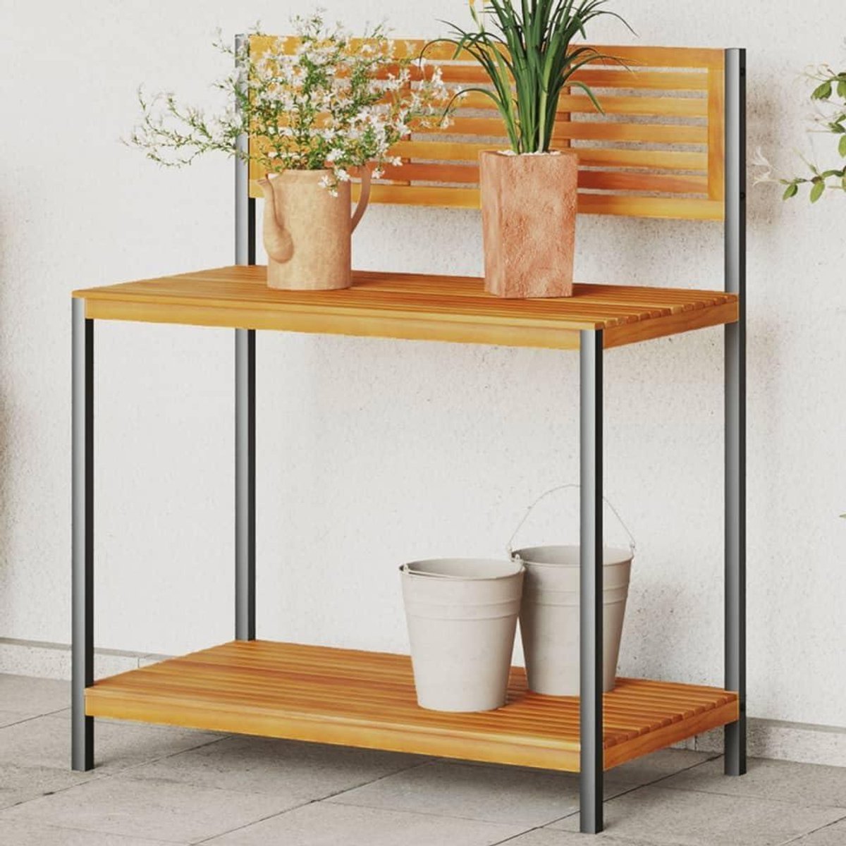 Tuinwerktafel - Plantentafel - Planten Verzorgen - Massief Acaciahout Staal - 150 kg capaciteit - Bruin