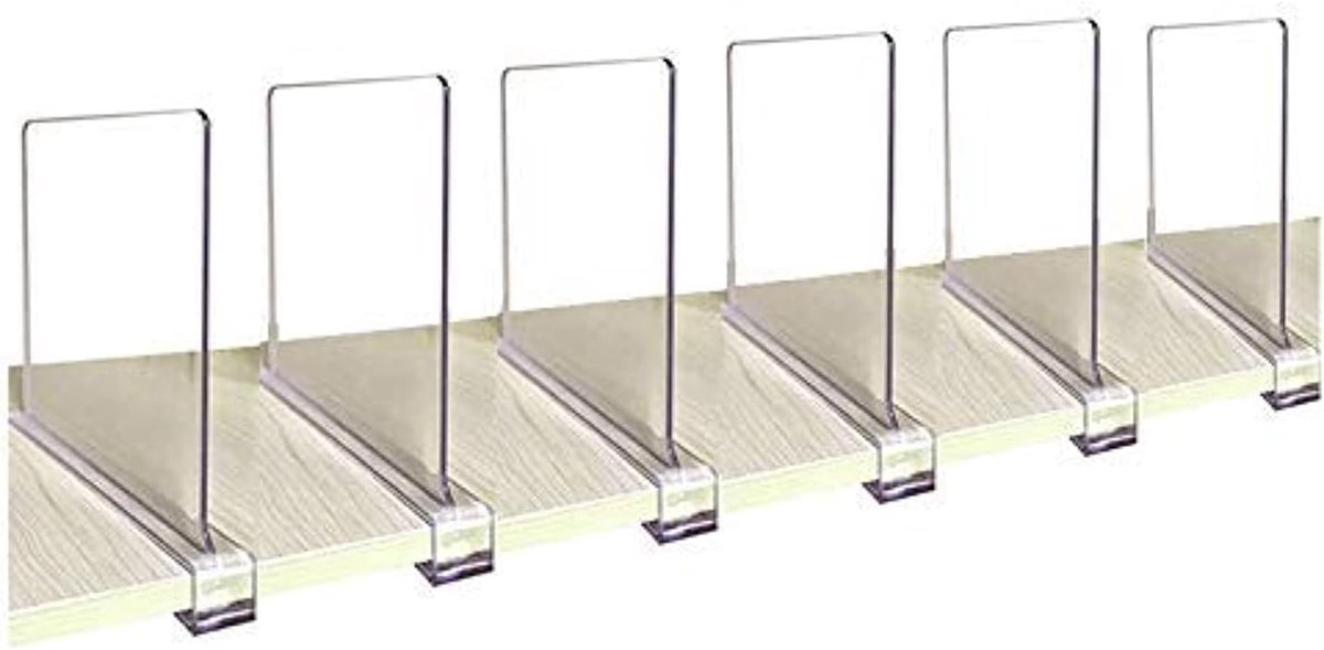 Plankverdeler - Kast Organizer voor Kleding en Huishoudelijke Opbergruimte - Transparante Kastverdeler - 6 Stuks - Voor Kledingkast - Keuken en Slaapkamer