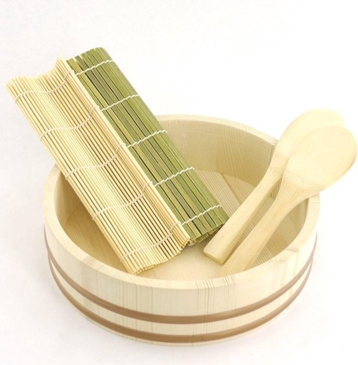 Grote Houten Sushi Bak (Hangiri) voor Perfecte Sushirijst - 13 Inch
