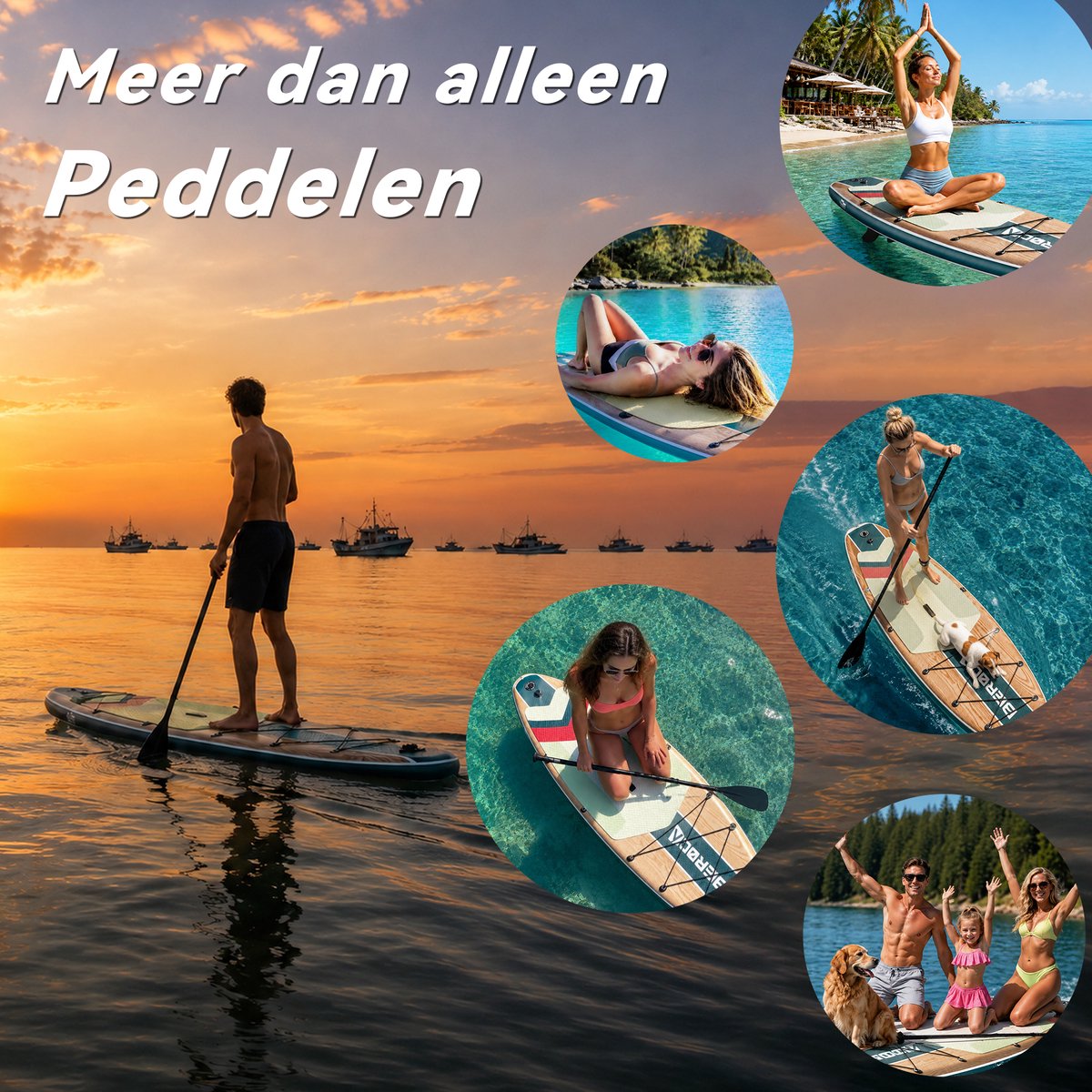 BEROCA SUP Board - met Zitje - Sup Board Opblaasbaar - Complete Set - 320x81cm - Max. 160 kg -Groen houtnerf – foto 3