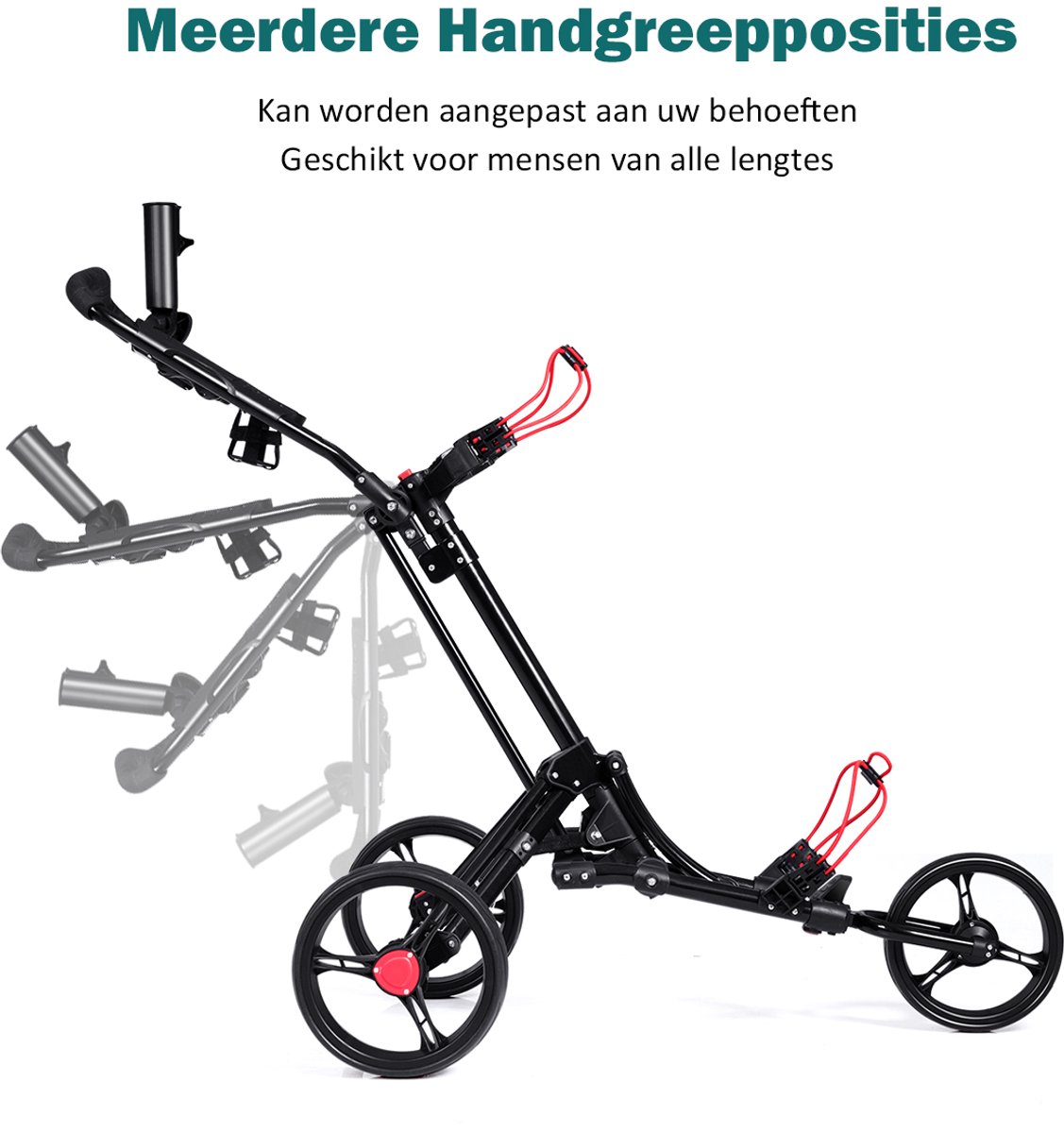SureDeal® - Golf - Wiel Golftrolley Opvouwbare - Trekwagen Zwart - 68,5x131x105,5 cm - Zwart