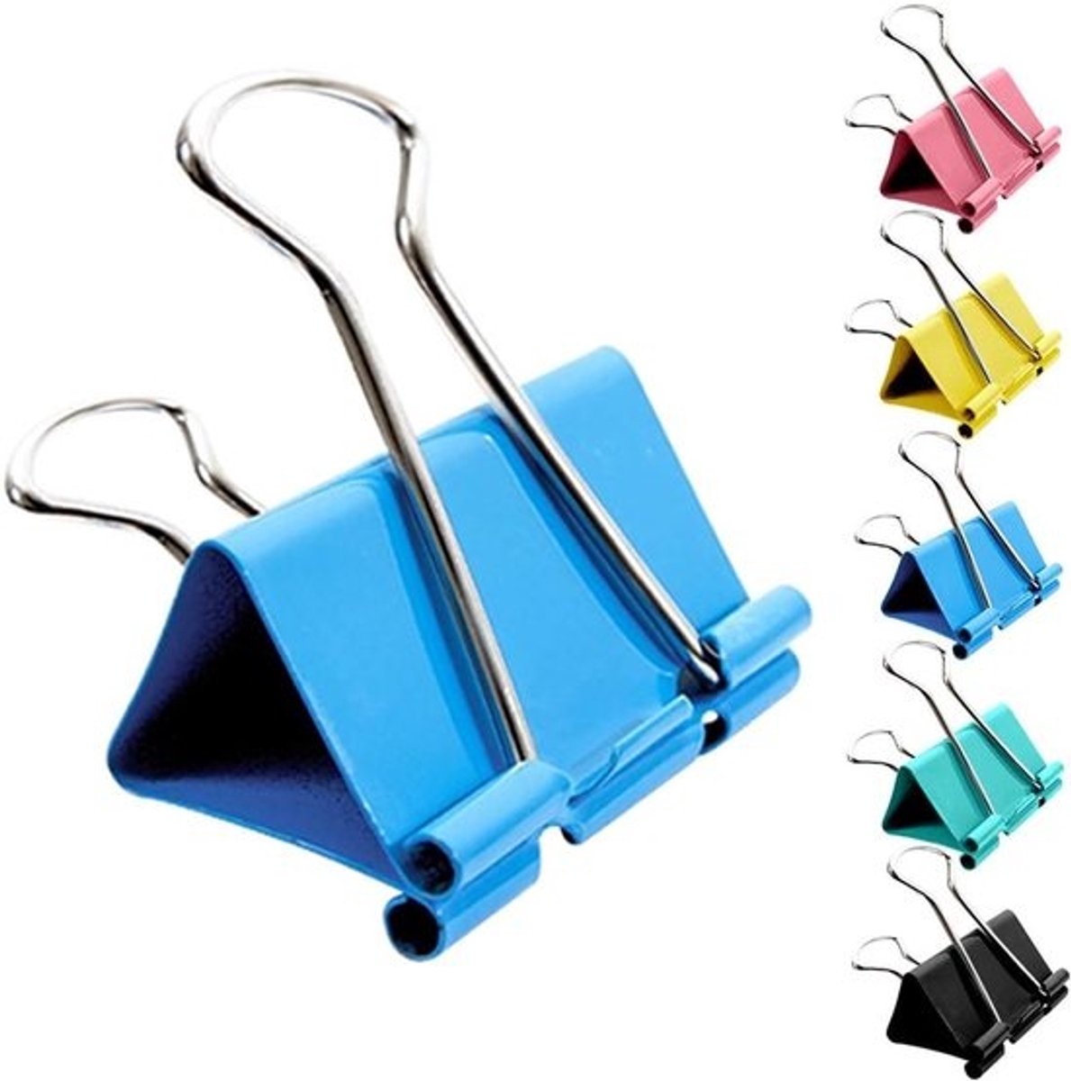 Grote Foldback Klemmen - 30 Stuks in Verschillende Kleuren, Herbruikbare Binder Clips, 41mm en 51mm