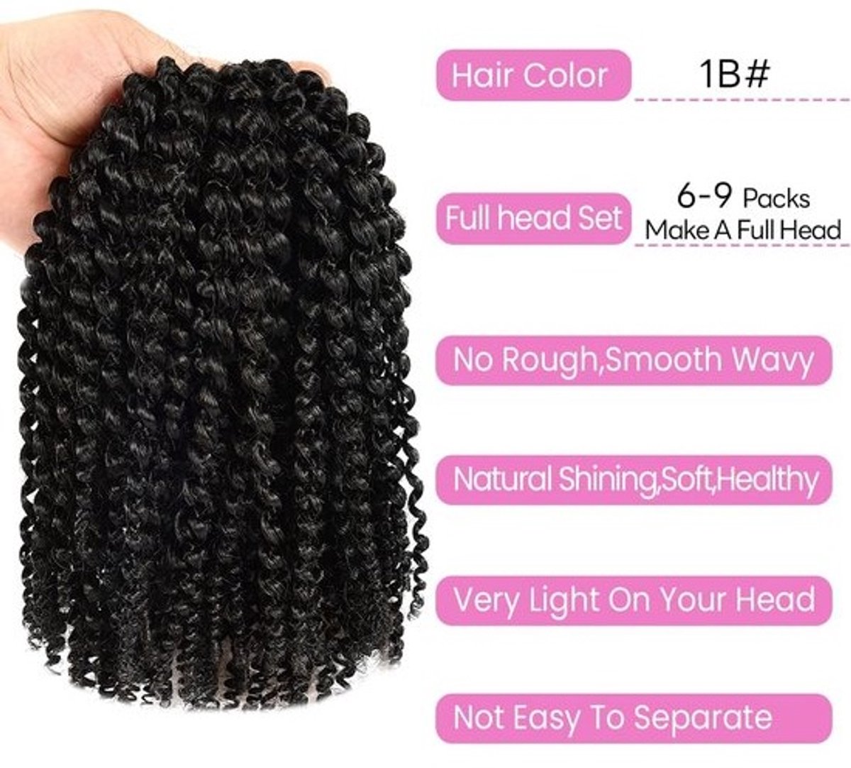 Kinky Curly Crochet Haarverlenging Natuurlijke Look 20cm
