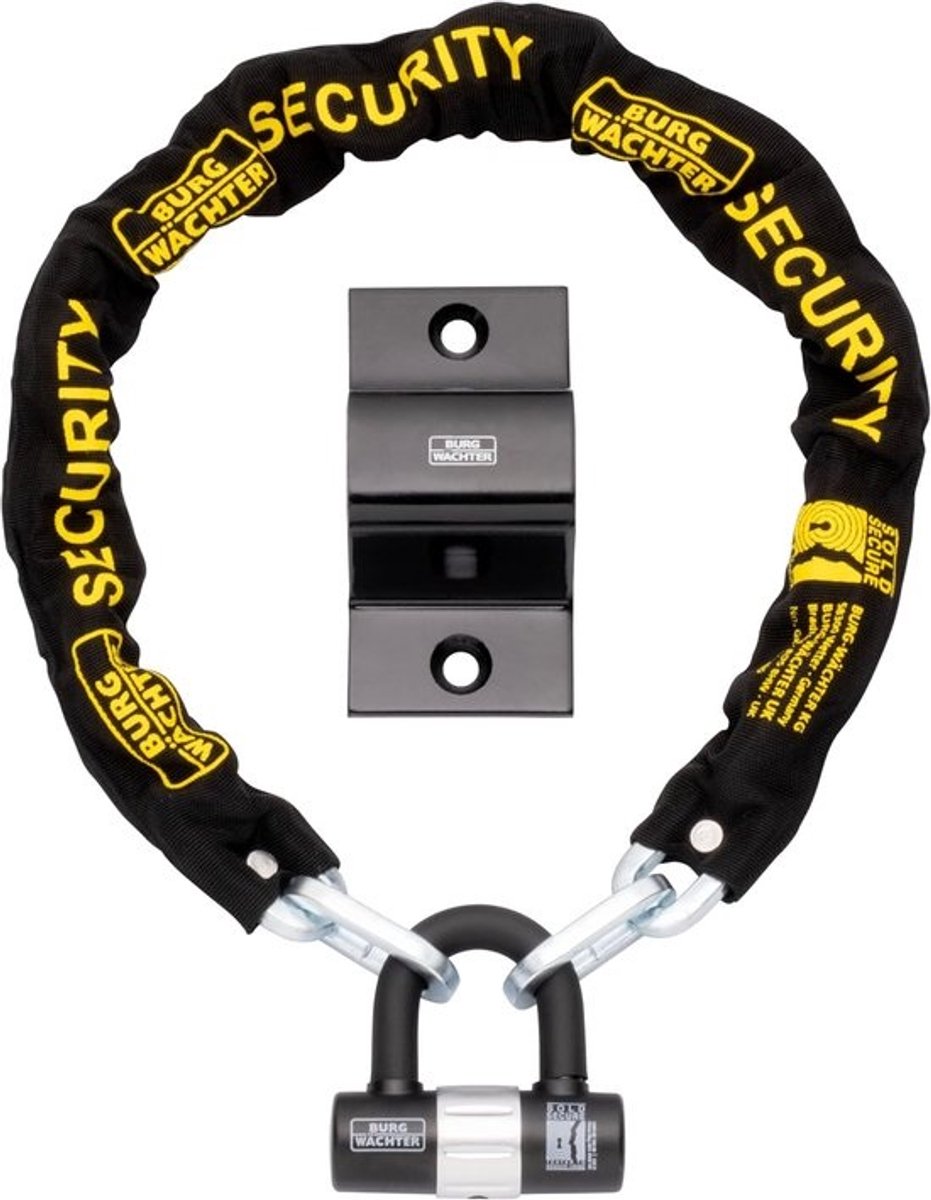 Fietsslot Set met Grondanker - Verkocht Secure Ketting en U-Lock, Zwart