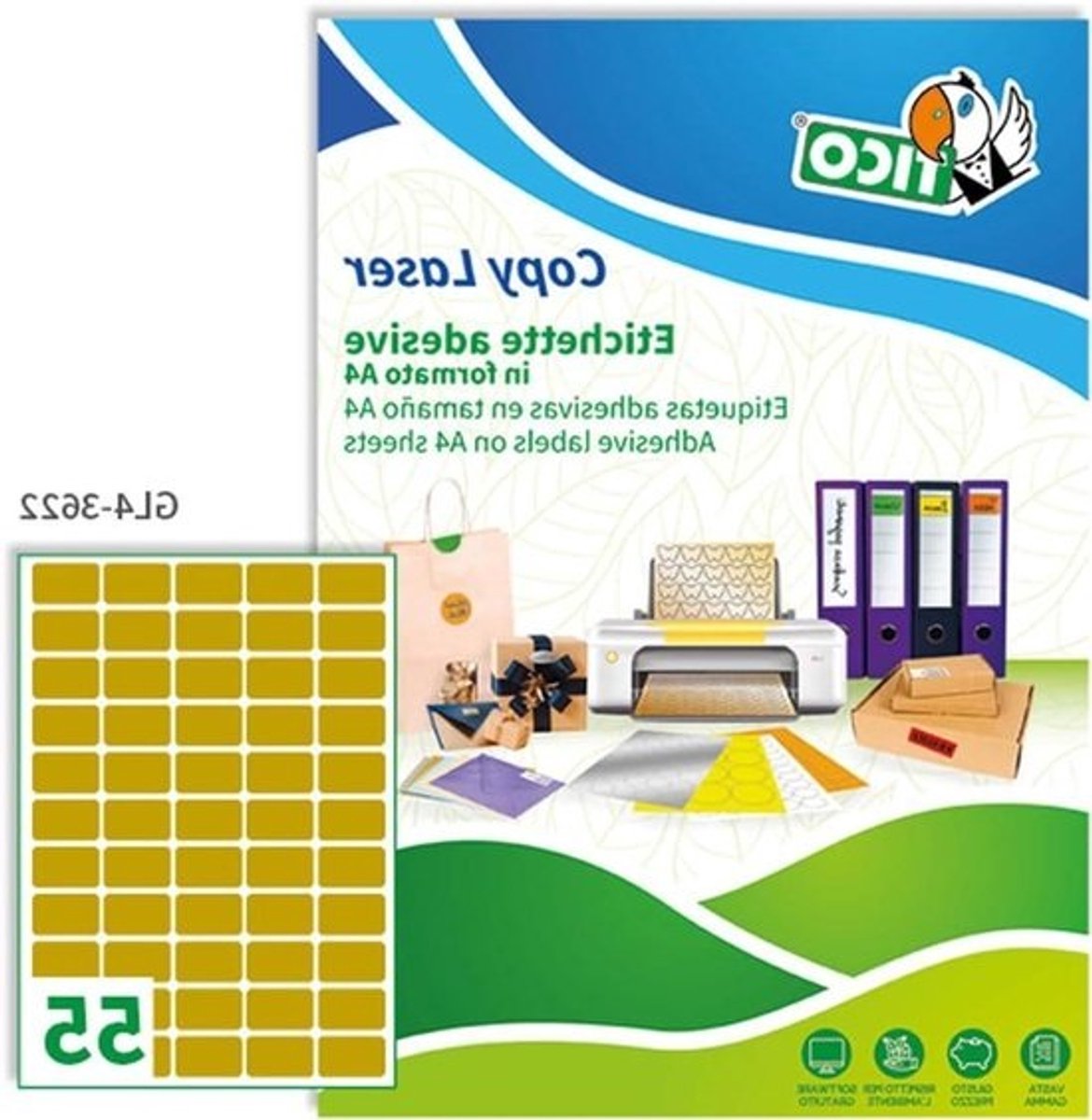 Etiketten Goudkleurig - Stickers Labels - Adressen Printen - Gesatineerd Papier - 36 x 22 mm - Goud