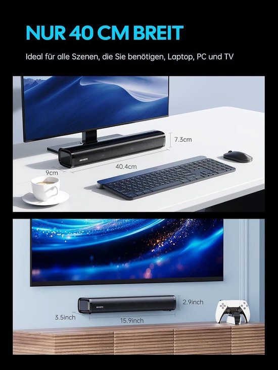 Mini Soundbar - Tv Luidspreker - Krachtig Geluid - Geïntegreerde Subwoofer - 60 W - Zwart van MINI — afbeelding 2
