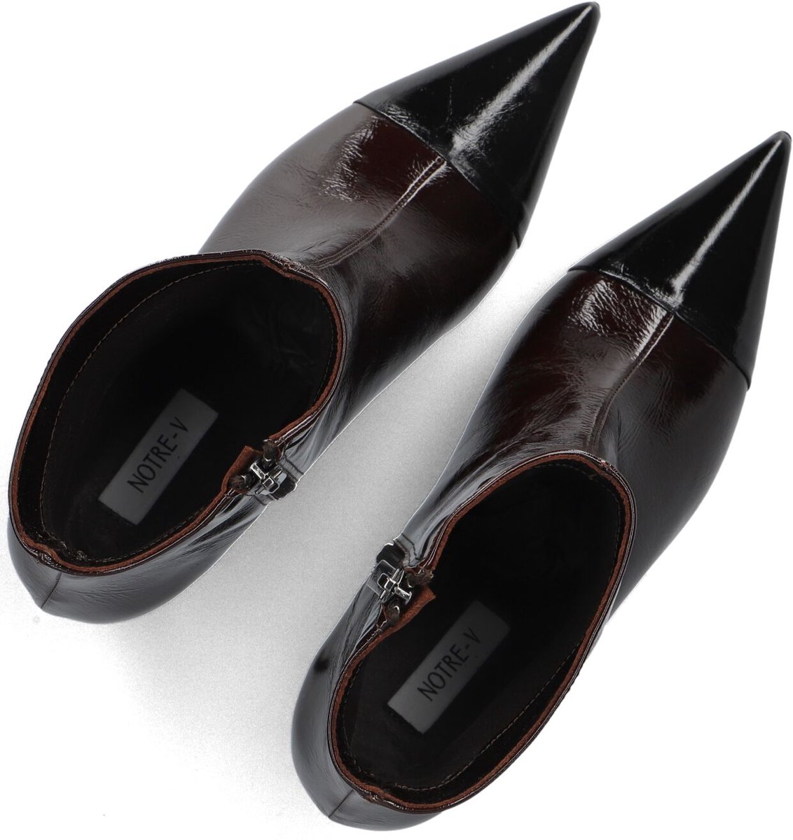 Notre-V 77235 Enkellaarsjes - Enkelboots met rits - Dames - Bruin - Maat 36