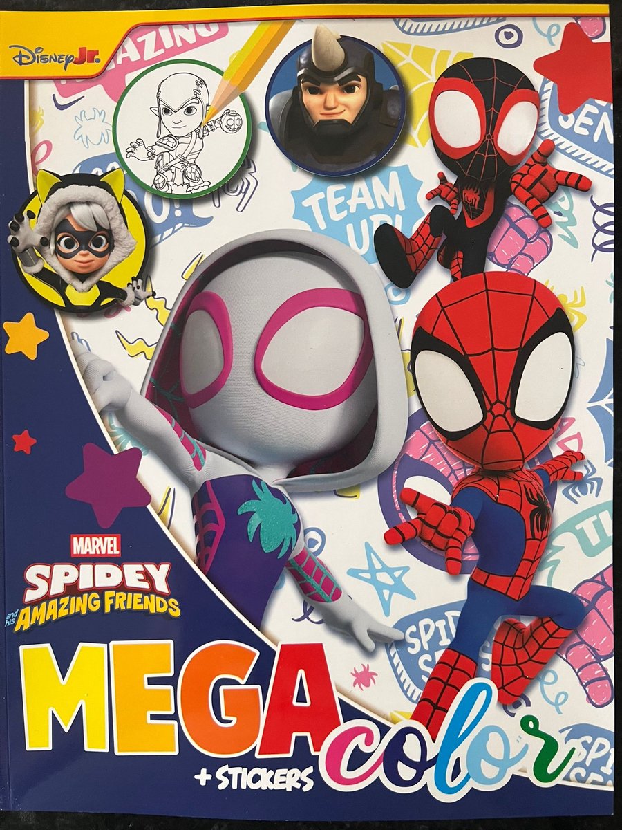 MegaColor Disney Kleur- en Stickerboek - Marvel Spider-Man - Extra dik! - Kleurboek met 25 Stickers - +/- 130 Kleurplaten - Knutselen voor Kinderen - Knutselen voor Meisjes - Knutselen voor Jongens - Kado - Cadeau - Verjaardag