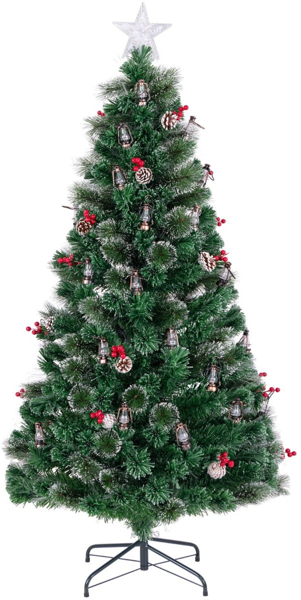 SureDeal® - Kerstbom - Kunstkerstboom - Verlichtingsstanden Warmwitte LED - Groen en wit