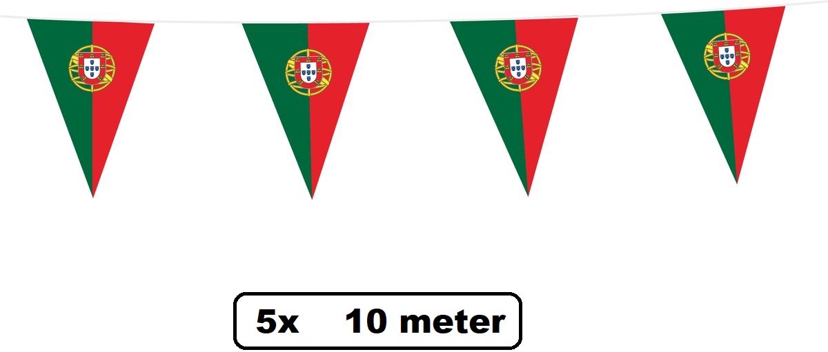 5 stuks Vlaggenlijn Portugal 10 meter - Landen EK WK Portugees festival thema feest fun