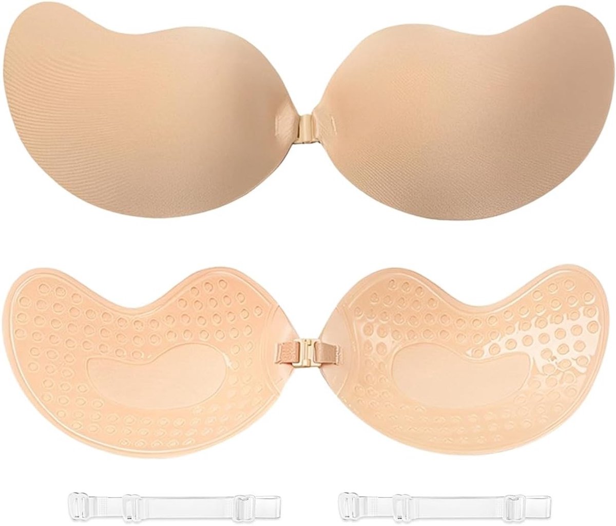 Zelfklevende beha's zonder bandjes met mango-cup, onzichtbare ademende push-up en verlengclips voor extra comfort