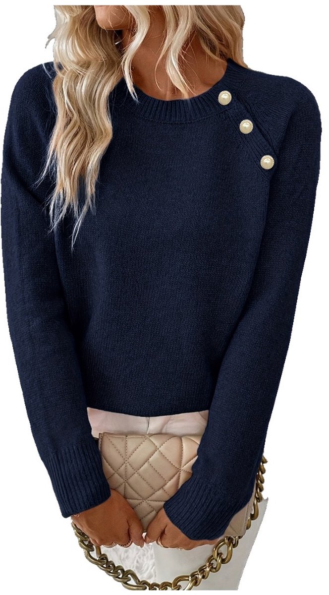 Currero Sweater Dames Sweaters Sweatshirt Hoodie Warme Trui Pullover Jumper Crewneck Vest Blauw
