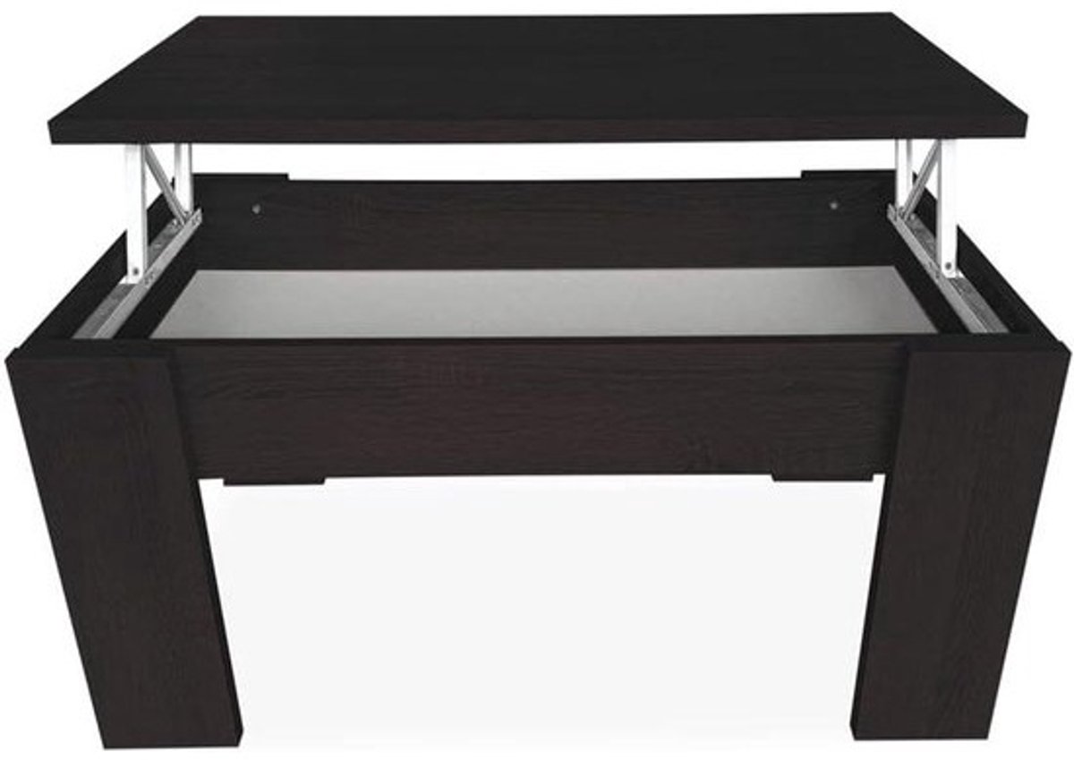 Salontafel Hoogte Verstelbaar - Koffietafel Opklapbaar - Eten en Werken - Met Opbergvak - 90x50x46-57 cm - Wengé