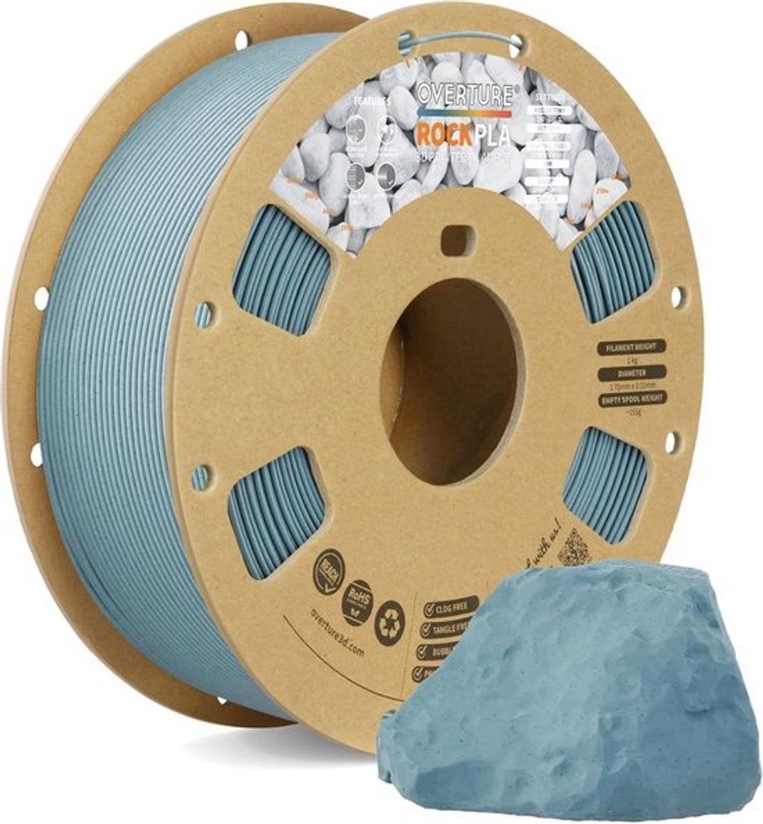 3D Printerfilament Rock PLA 1.75mm - 1kg - Marmer Grijs - Ideaal voor 3D Prints