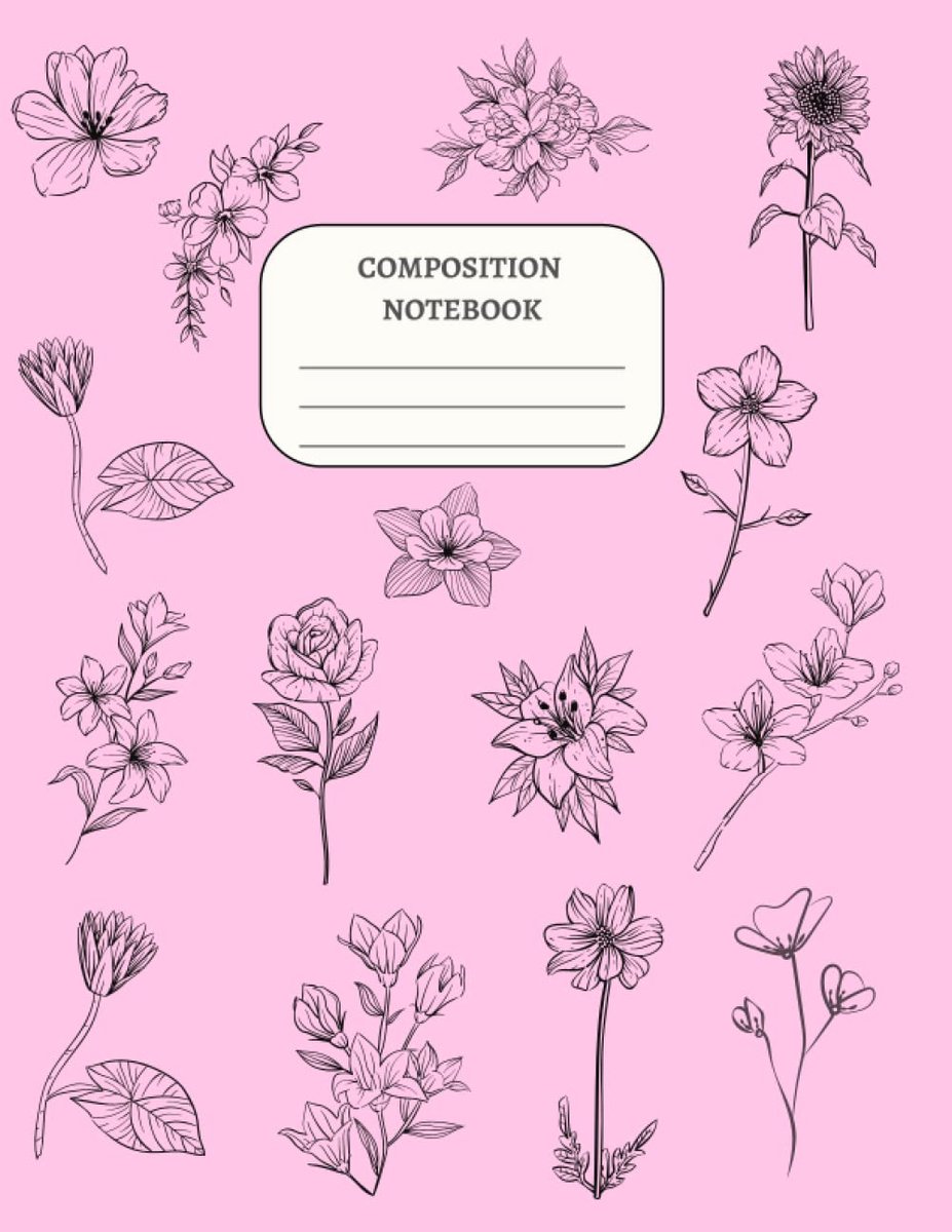 Composition Notebook: Pink Notebook with flowers, 8.5" x 11", 150 white pages college ruled - ShopVlot