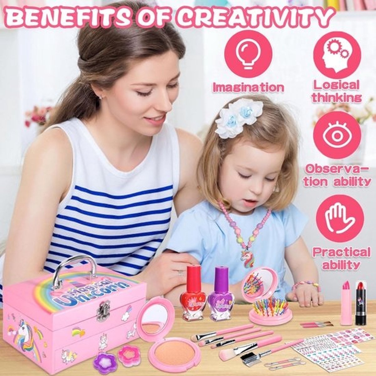 Make up Koffer Meisjes - Set met Inhoud Kinderen - Speelkoffer - Verkleed