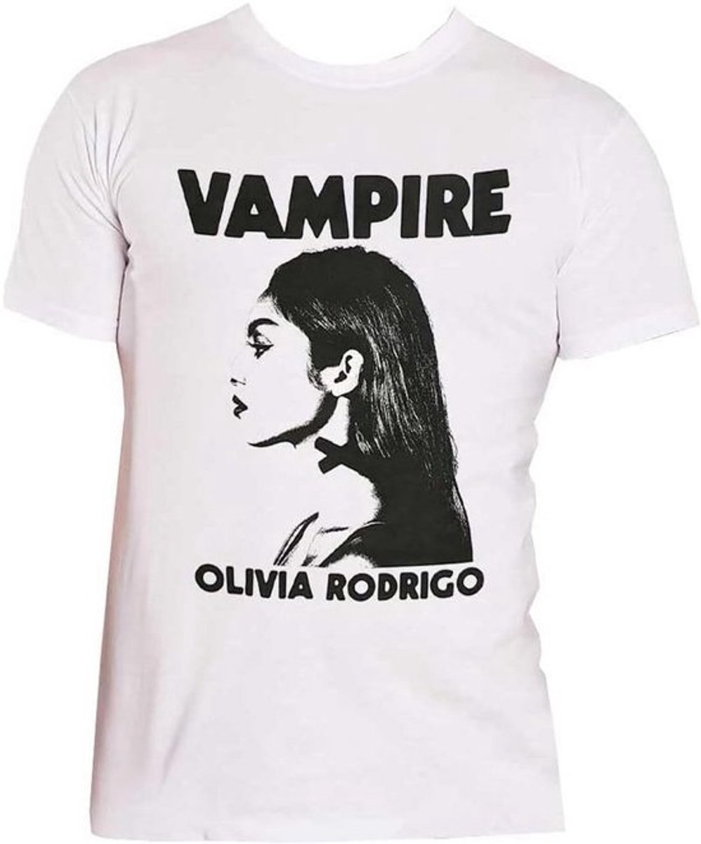 Unisex T-Shirt met Vampire Print - Wit Katoen