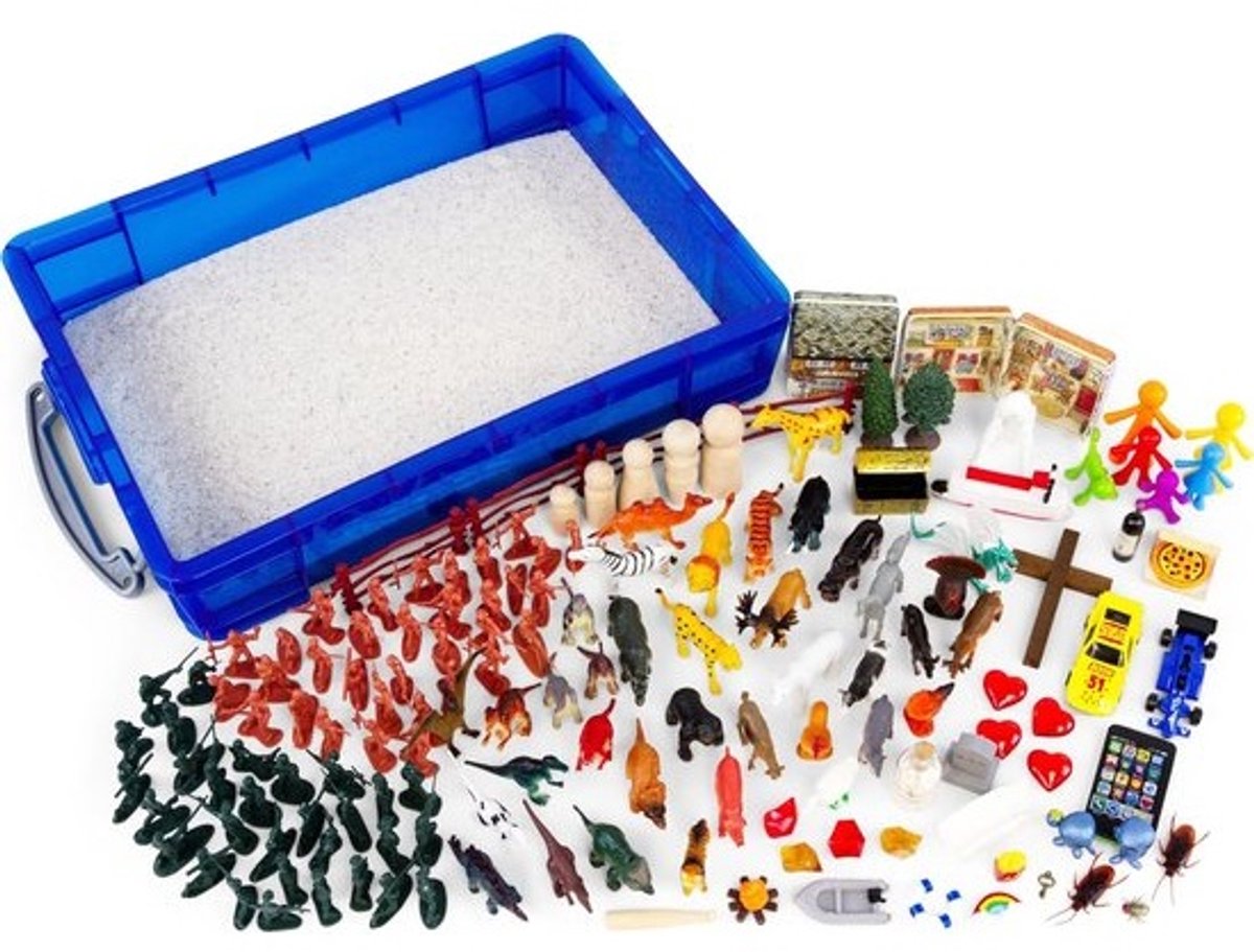 Draagbare Basisset voor Zandtherapie met Zandbak en Miniaturen