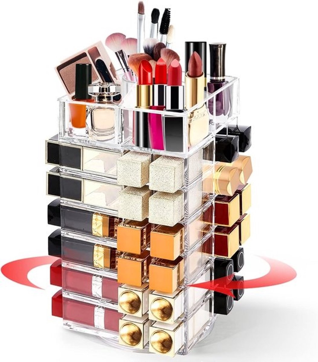 Draaibare Acryl Lippenstift Toren Organiser voor 53 Kleuren Make-up