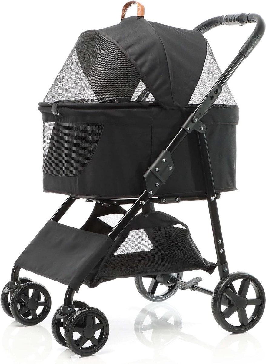 Huisdierwagen 2-in-1 - Hondenbuggy - Comfortabel Vervoer - Afneembare Transportmand - 52 x 76 x 995 cm - Zwart