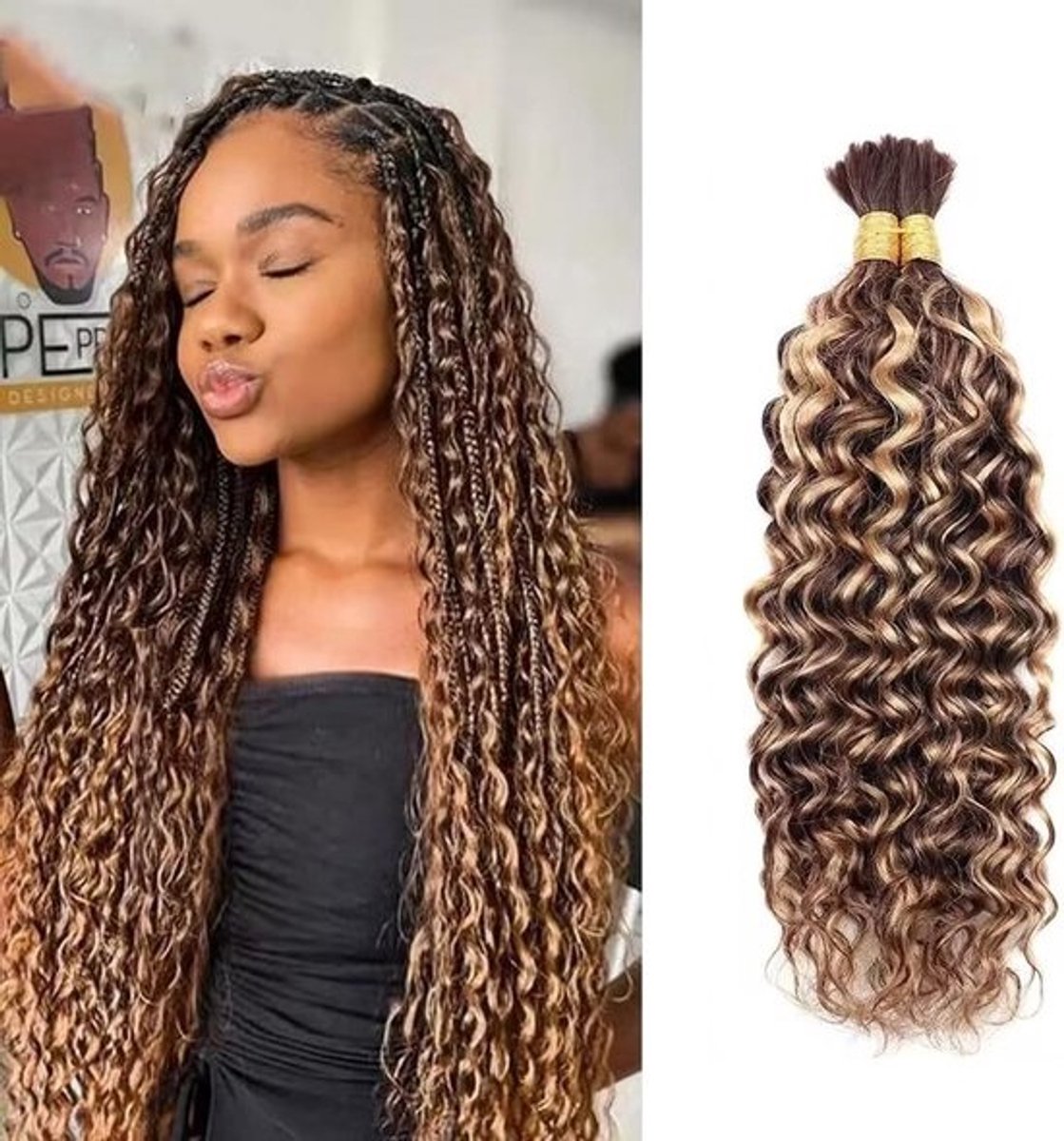 18 Inch Watergolf Bundel Menselijk Haar 100g Losse Bulk voor Vlechten No Weft Natuurlijk Golvend