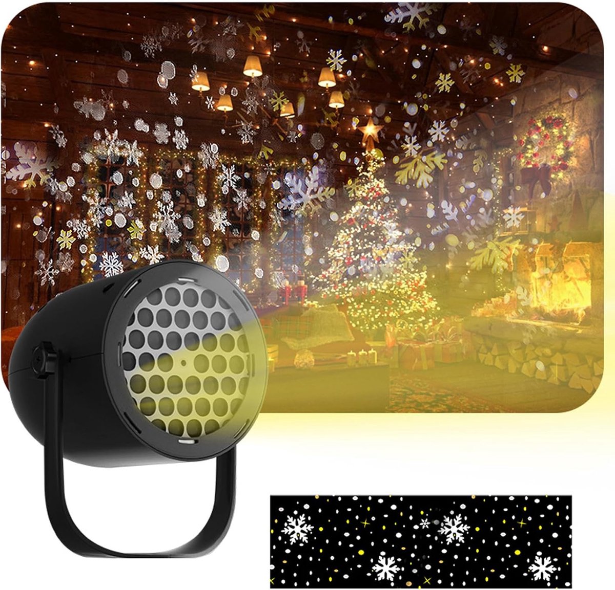 Kerstprojectorlamp - Led kerstprojector - Hd sneeuwvlokprojector - Sneeuwvlok effectlamp - Kerstcadeau - Decoratieve verlichting voor Halloween/Kerstmis - Geschikt voor plafonddecoraties terrasdecoraties wanddecoraties - Zwart
