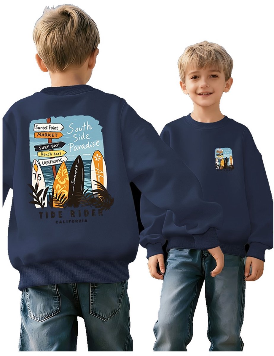 Currero Sweater Jongens Sweaters Sweatshirt Hoodie Warme Trui Pullover Jumper Crewneck Vest Donkerblauw 5-6 Jaar