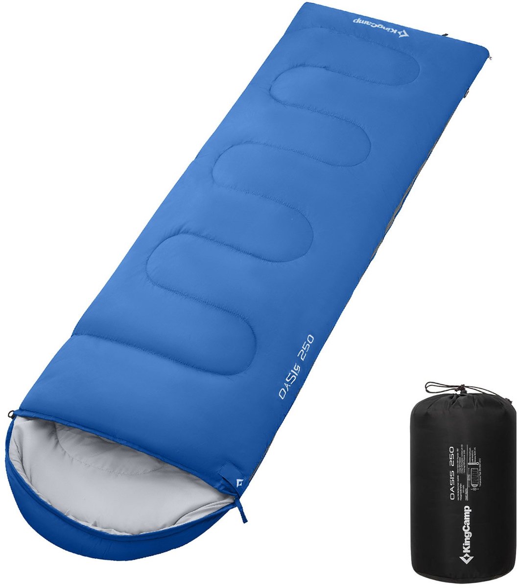 Deken-slaapzak Oasis 250 zomer - Camping Outdoor 2,2 m lang & breed -3 °C