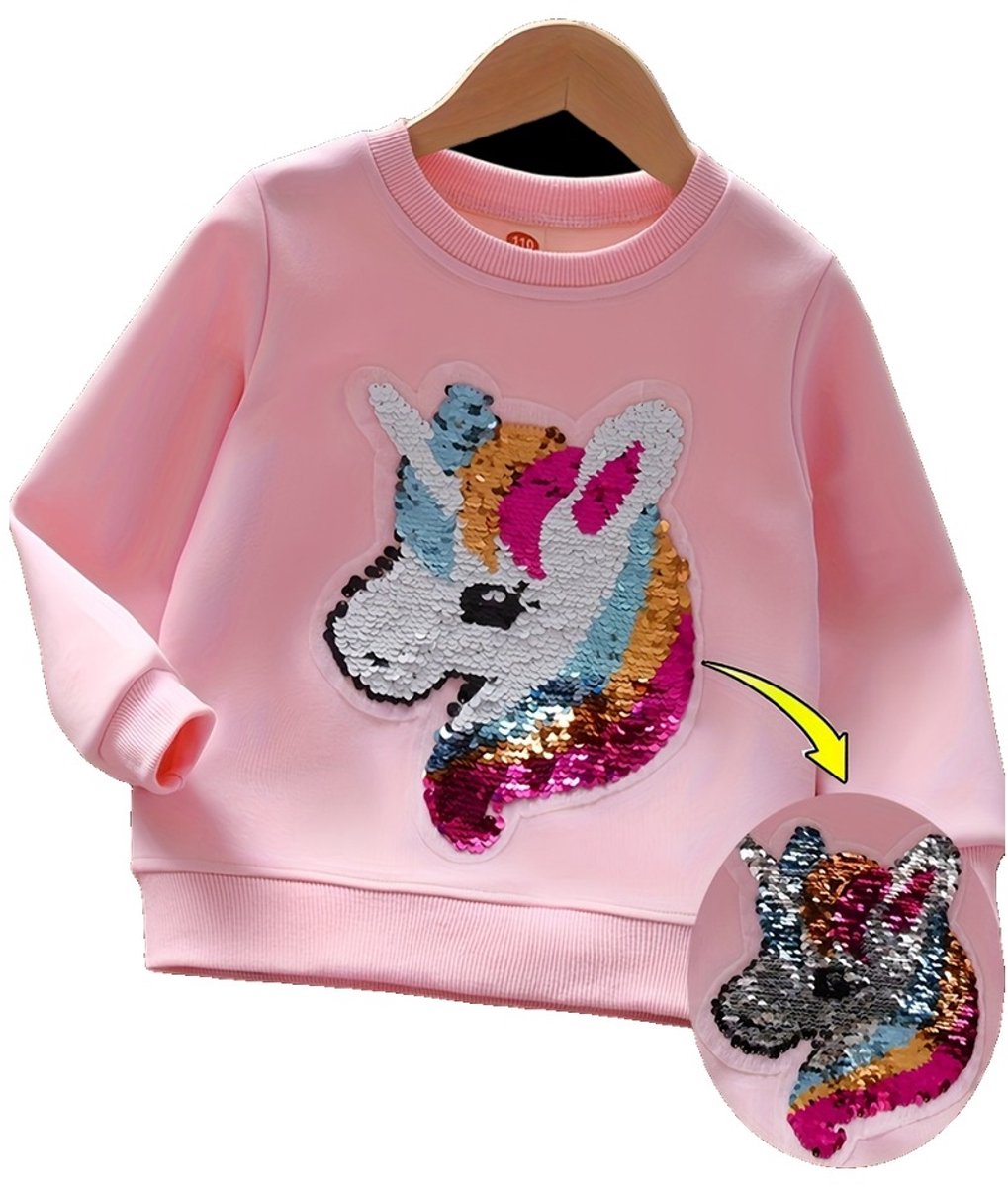 Currero Sweater Meisjes Sweaters Sweatshirt Hoodie Warme Trui Pullover Jumper Crewneck Vest 7-8 Jaar Roze