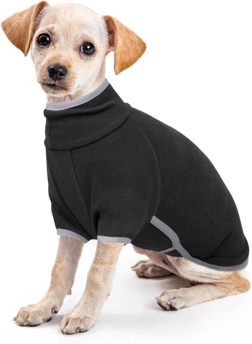 Winterjas voor Kleine Honden - Fleece Sweater met Turtleneck en Warme Pyjama voor Puppies (Donkergrijs, XS) - Ideaal voor Koude Dagen en Buitenactiviteiten