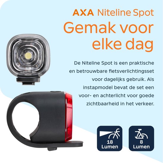 AXA Niteline Spot fietsverlichting set - LED fietsverlichting voor- en achterlicht - batterijverlichting op CR2032 - Instapmodel voor dagelijks gebruik van AXA — afbeelding 4