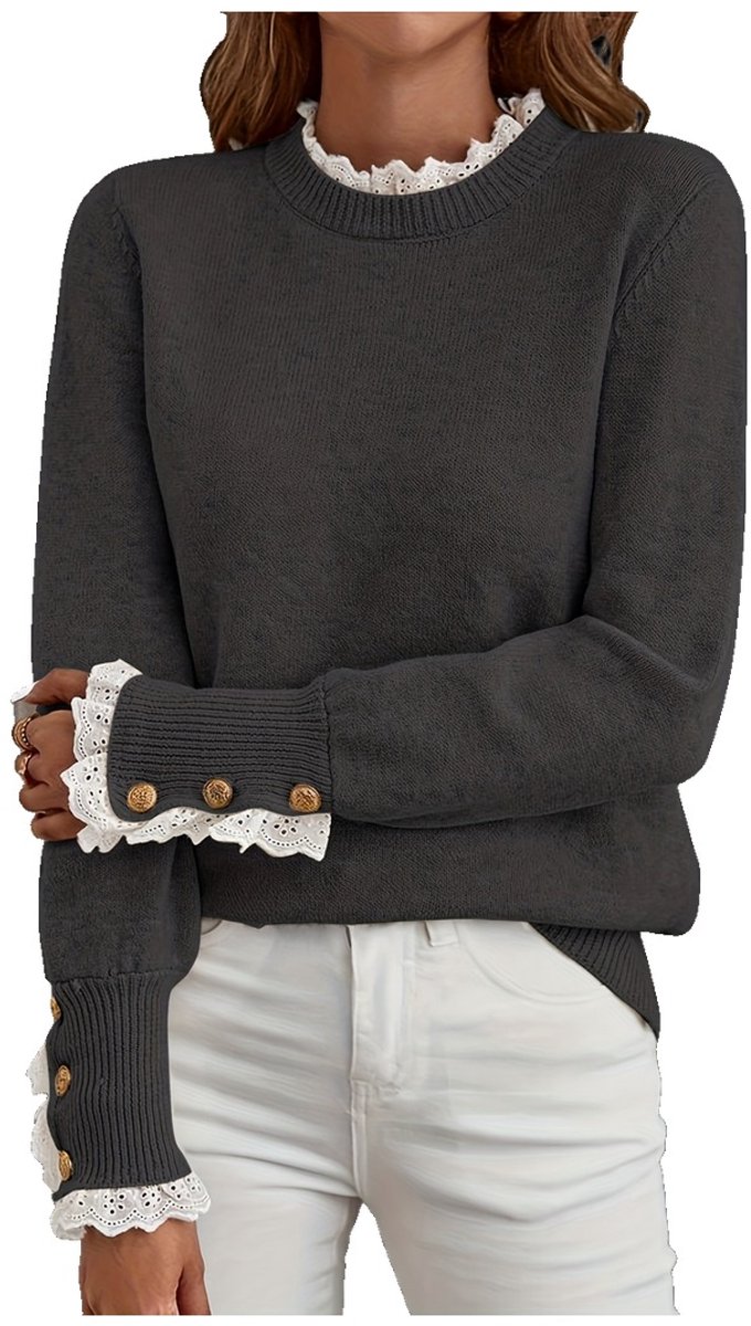 Currero Sweater Dames Sweaters Sweatshirt Hoodie Warme Trui Pullover Jumper Crewneck Vest Diepgrijs
