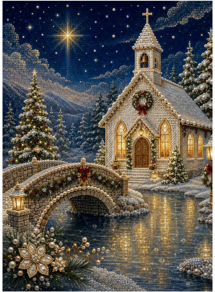 Casalora 3D DIY Kerst Kerk B Pare Diamond Painting Kunstset voos Volwassenen & Beginners - 30 x 40 cm