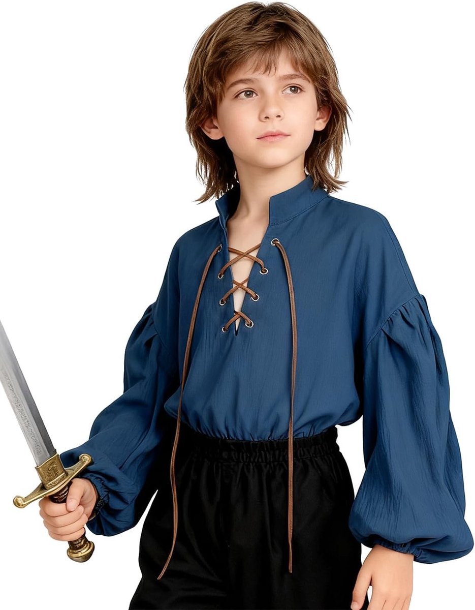 Medieval shirt voor kinderen - Renaissance shirt voor jongens - Schotse Jacobiner top voor kostuums en feesten