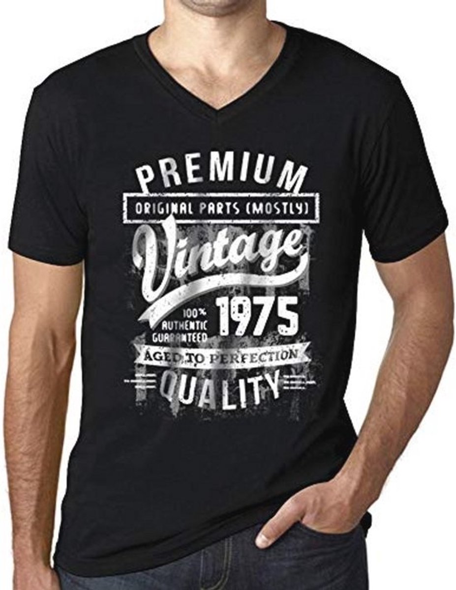 Heren V-Hals Grafisch T-Shirt voor 49ste Verjaardag - Vintage 1975