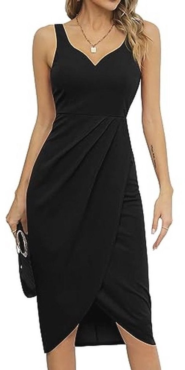 Cocktailjurk Dames Midi Wikkeljurk Elegante Partyjurk Zomerjurk