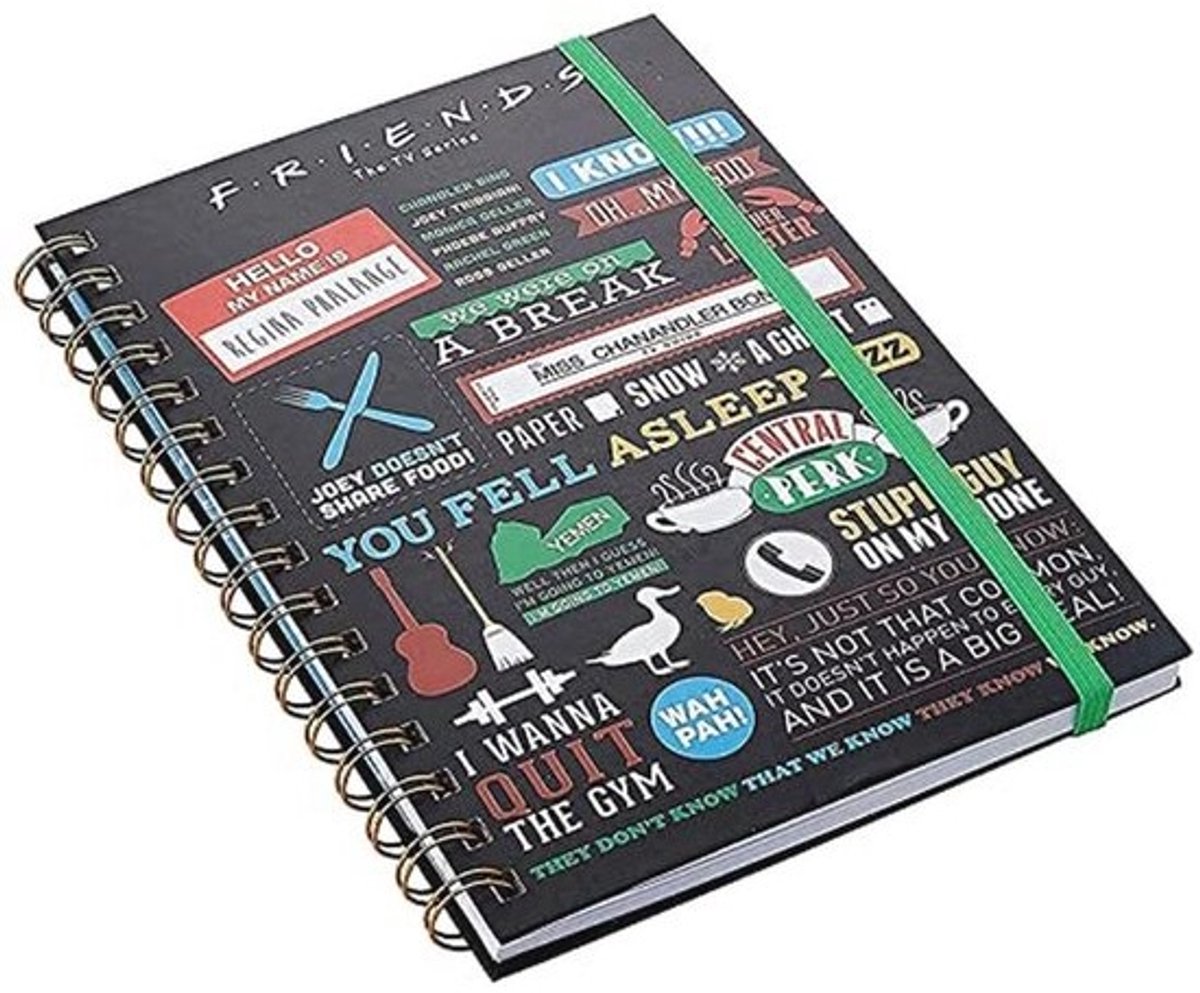 Vrienden A5 Infographic Notitieboek - Hoogwaardig Hardcover met Penhouder