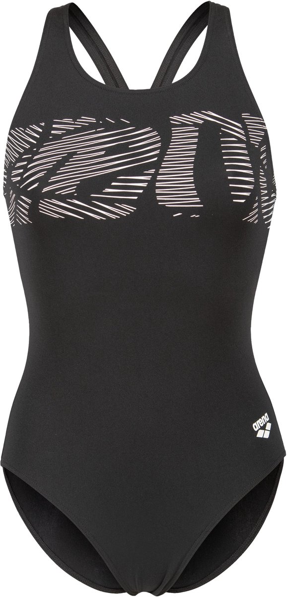 Arena Dames Badpak Graphic V Back Zwart Wit