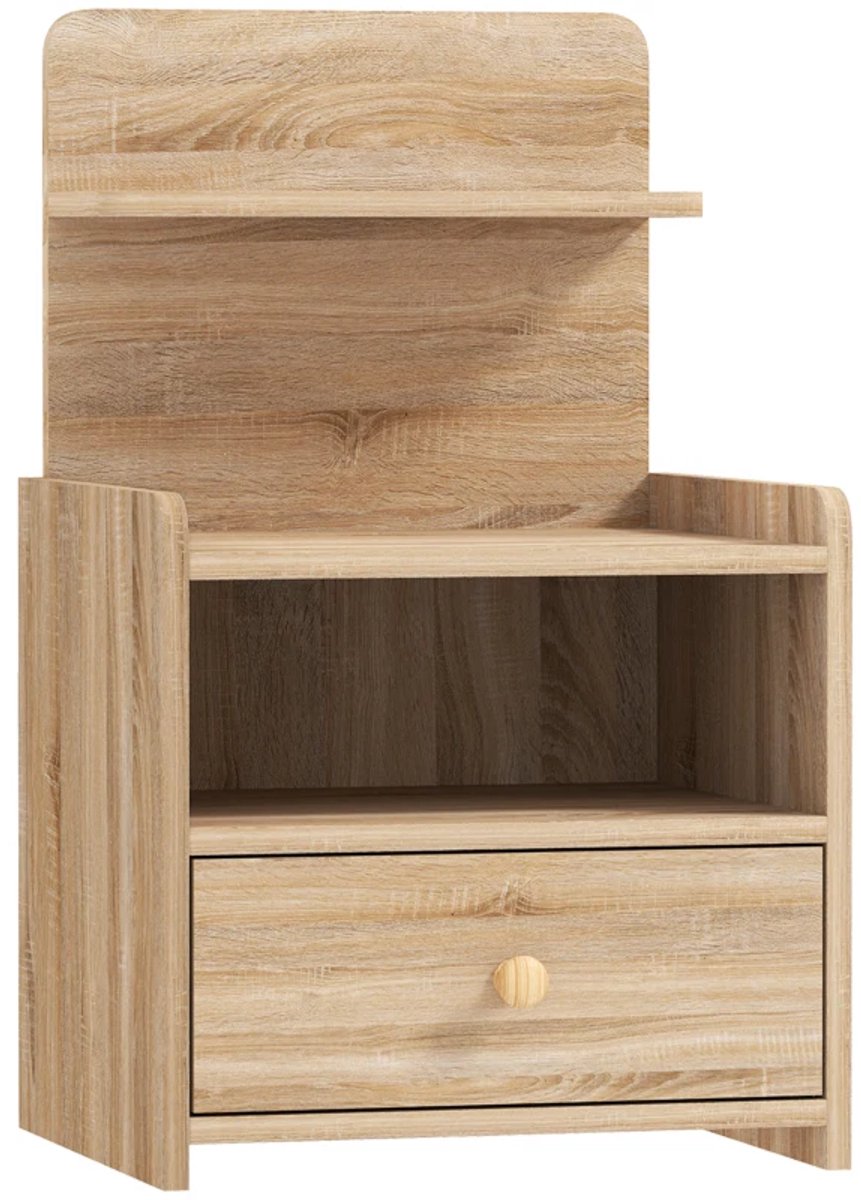 Nachtkastje - Bijzettafel Met Opbergruimte - Spaanplaat - Kantelvast - Modern - Natuurlijk Hout